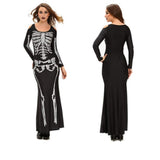 Women's Long Skeleton Dress Adult Halloween Costume