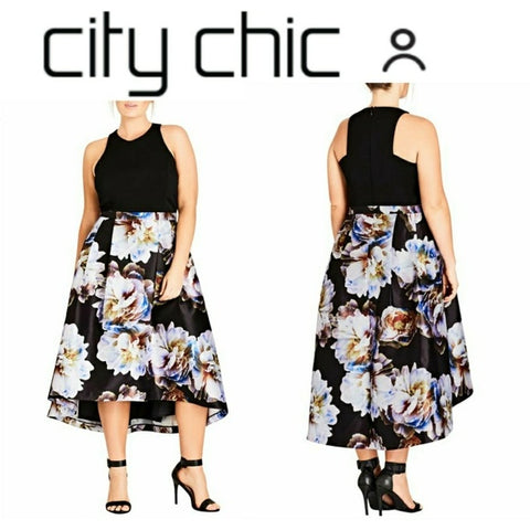 City Chic Moonlite High/low Midi Dress plus size