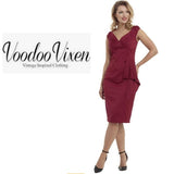 Khloe Pleated Bust Solid Pencil Dress by Voodoo Vixen